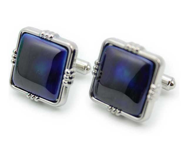 有田焼カフスボタン るりブルー 角型