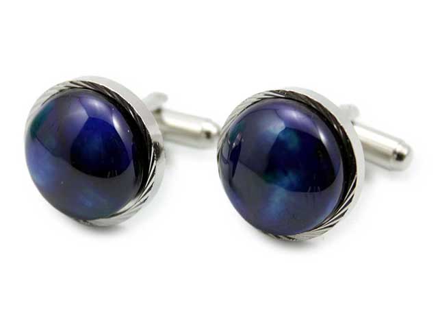 有田焼カフスボタン るりブルー 丸型