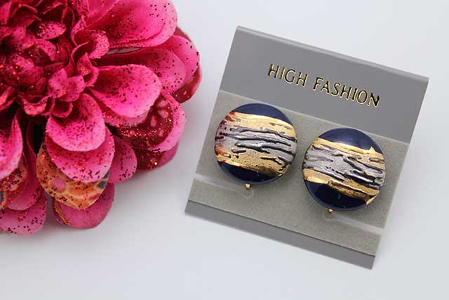 有田焼イヤリング 流星ブルー