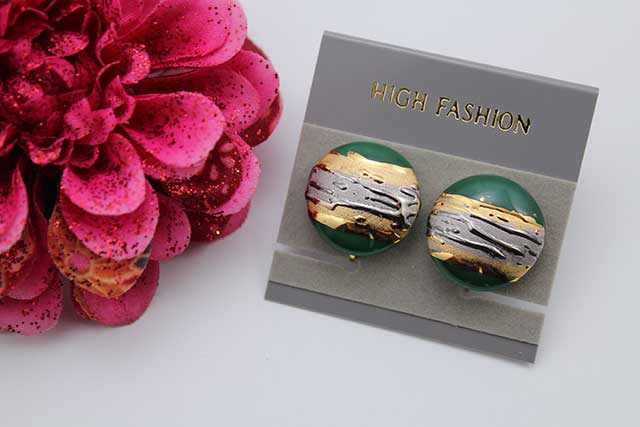 有田焼イヤリング 流星グリーン