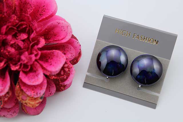 有田焼イヤリング るりブルー