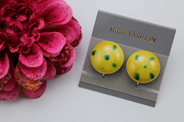 有田焼イヤリング 黄グリーン