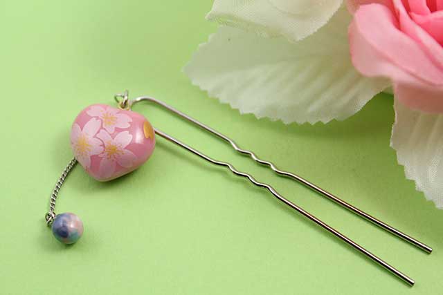 有田焼かんざし ショート ピンク銀桜(ハート)