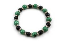 有田焼と天然石のブレスレット(Arvo) 九つ玉釉彩グリーンオニキス