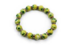 有田焼磁器玉ブレスレット 釉薬黄グリーン