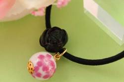 有田焼ヘアーゴム(薔薇付) 桜