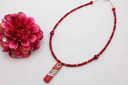 有田焼バー天然石ペンダント(Arvo) 流星レッドタイガーアイ