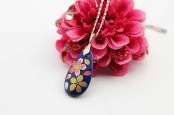 有田焼両面ペンダント 小  瑠璃桜吹雪