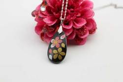 有田焼両面ペンダント 小  黒桜吹雪