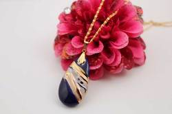 有田焼両面ペンダント 小  流星ブルー