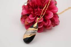 有田焼両面ペンダント 小  流星ブラック