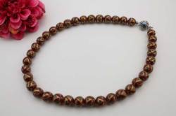 有田焼最高級磁器玉ネックレス 金彩赤七宝紋様