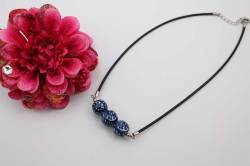 有田焼染錦三つ玉チョーカーネックレス 染付たこ唐草