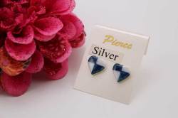 有田焼ピアス ハート市松(silver925シリコンキャッチ)
