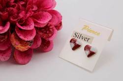 有田焼ピアス ハート赤市松(silver925シリコンキャッチ)