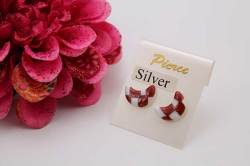 有田焼ピアス 月 赤市松(silver925シリコンキャッチ) 