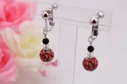 有田焼と天然石のコラボALVOピアス＆イヤリング 有田焼赤たこ唐草+オニキス