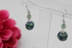 有田焼と天然石のコラボALVOピアス＆イヤリング 有田焼緑七宝+アベンチュリン