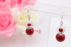 有田焼と天然石のコラボALVOピアス＆イヤリング(ロンデル) 有田焼赤+メノウ