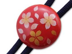 有田焼ループタイ 赤桜吹雪 丸