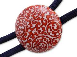 有田焼ループタイ 赤たこ唐草 丸