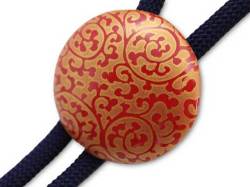 有田焼ループタイ 赤金唐草 丸