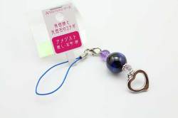 有田焼と天然石のコラボストラップ(チャーム付) ALVOシリーズ るりブルー+アメジスト
