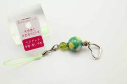 有田焼と天然石のコラボストラップ(チャーム付) ALVOシリーズ 緑水玉+ペリドット