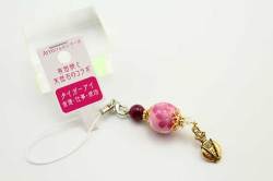 有田焼と天然石のコラボストラップ(チャーム付) ALVOシリーズ ピンク桜+タイガーアイ