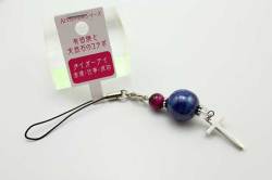 有田焼と天然石のコラボストラップ(チャーム付) ALVOシリーズ るりブルー+タイガーアイ