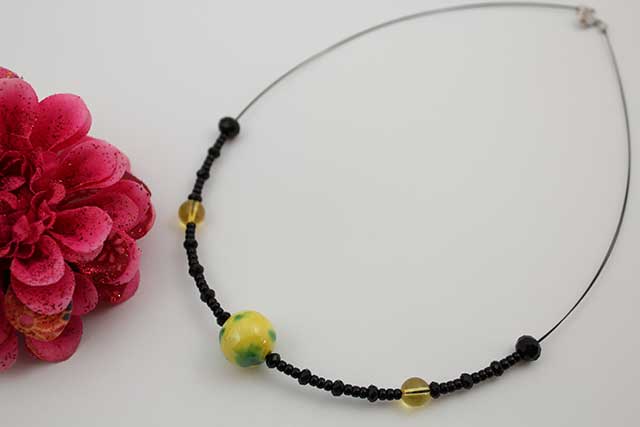 有田焼磁器玉天然石ペンダント(Arvo) 釉彩黄グリーンシトリン