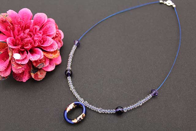 有田焼ひねり天然石ペンダント(Arvo) 流星ブルーアメジスト