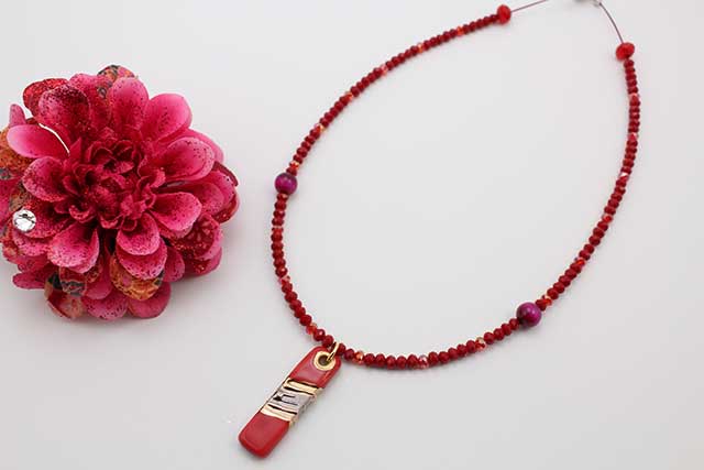 有田焼バー天然石ペンダント(Arvo) 流星レッドタイガーアイ