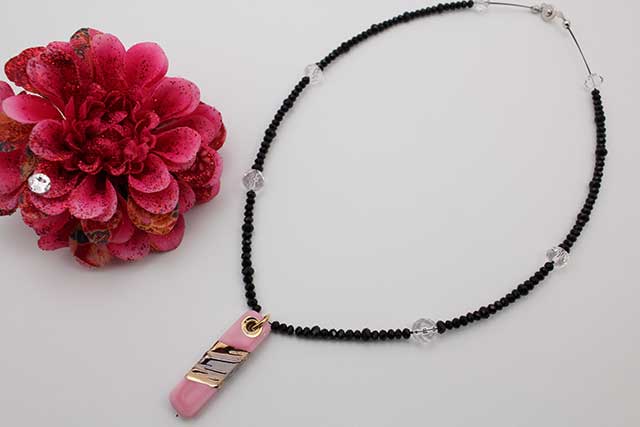 有田焼バー天然石ペンダント(Arvo) 流星ピンク水晶