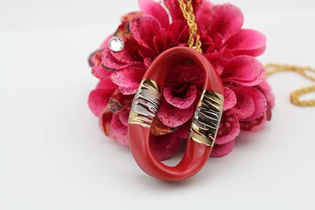 有田焼ひねりペンダント 大 流星レッド