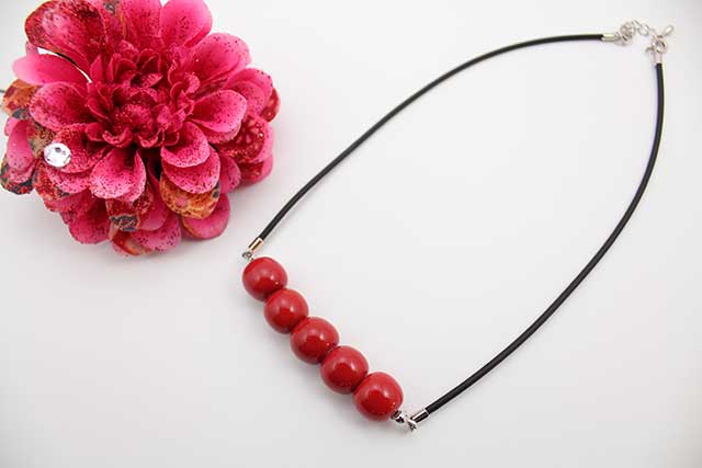 有田焼五つ玉チョーカーネックレス 赤