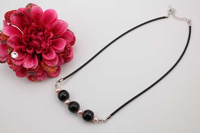 有田焼磁器玉パールチョーカーネックレス 黒