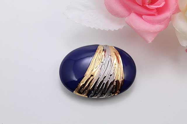 有田焼帯留 流星ブルー 楕円型