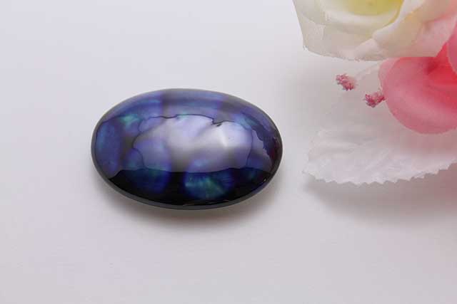 有田焼帯留 るりブルー 楕円型