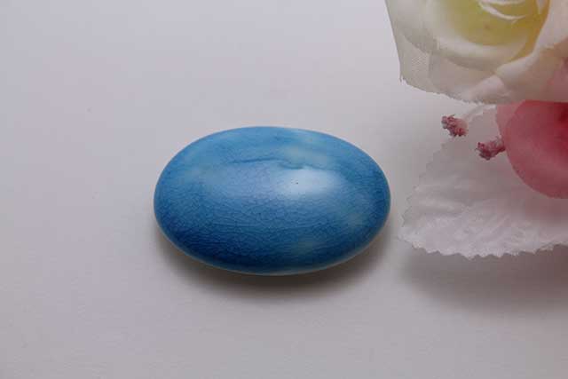 有田焼帯留 スカイブルー 楕円型