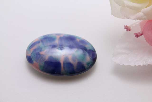 有田焼帯留 ピンクブルー 楕円型