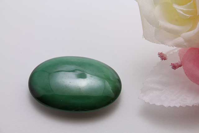 有田焼帯留 グリーン 楕円型