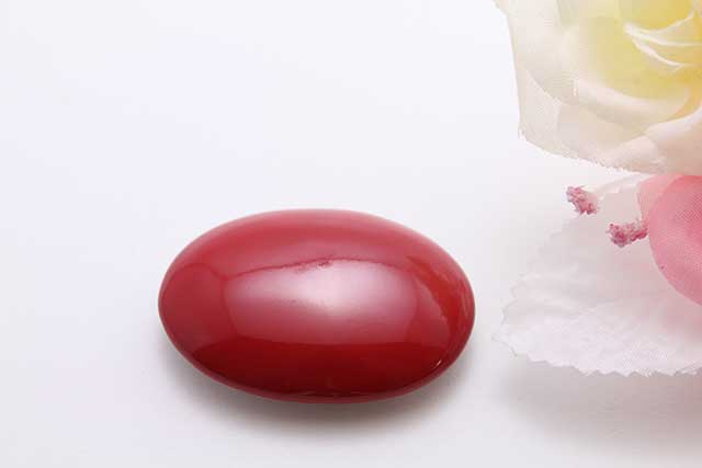 有田焼帯留 赤 楕円型