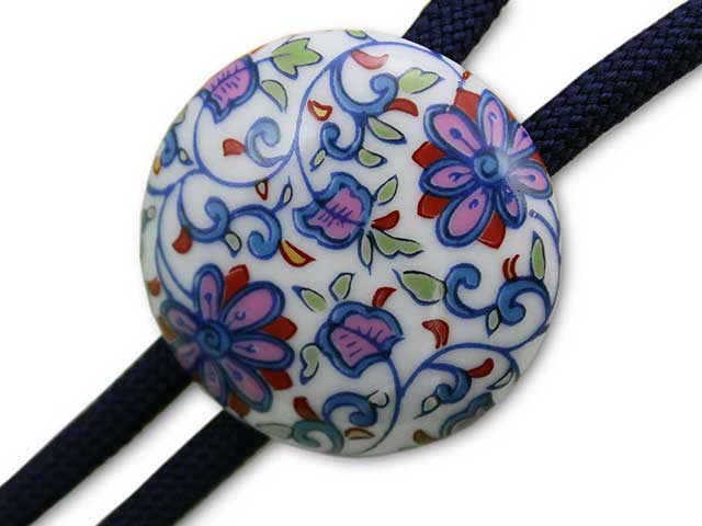 有田焼ループタイ 花唐草 丸