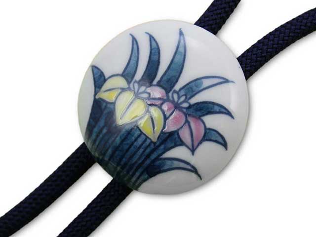 有田焼ループタイ 名前入錦アヤメ 丸