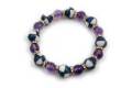 有田焼と天然石のブレスレット(Arvo) 八つ玉染付市松紋様アメジスト