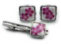 有田焼カフスタイピンセット 桜 角型