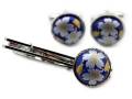 有田焼カフスタイピンセット るり銀桜 丸型