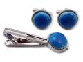 有田焼カフスタイピンセット スカイブルー 丸型