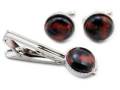 有田焼カフスタイピンセット 赤あずき 丸型